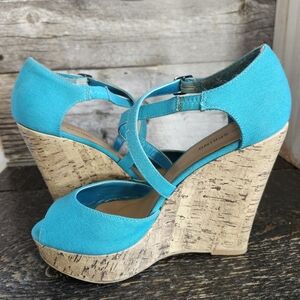 Teal Cork Wedges from Call It Spring